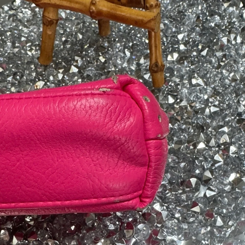 Victoria's Secret Fuchsia Studded Zip Cosmetic Pouch - fair